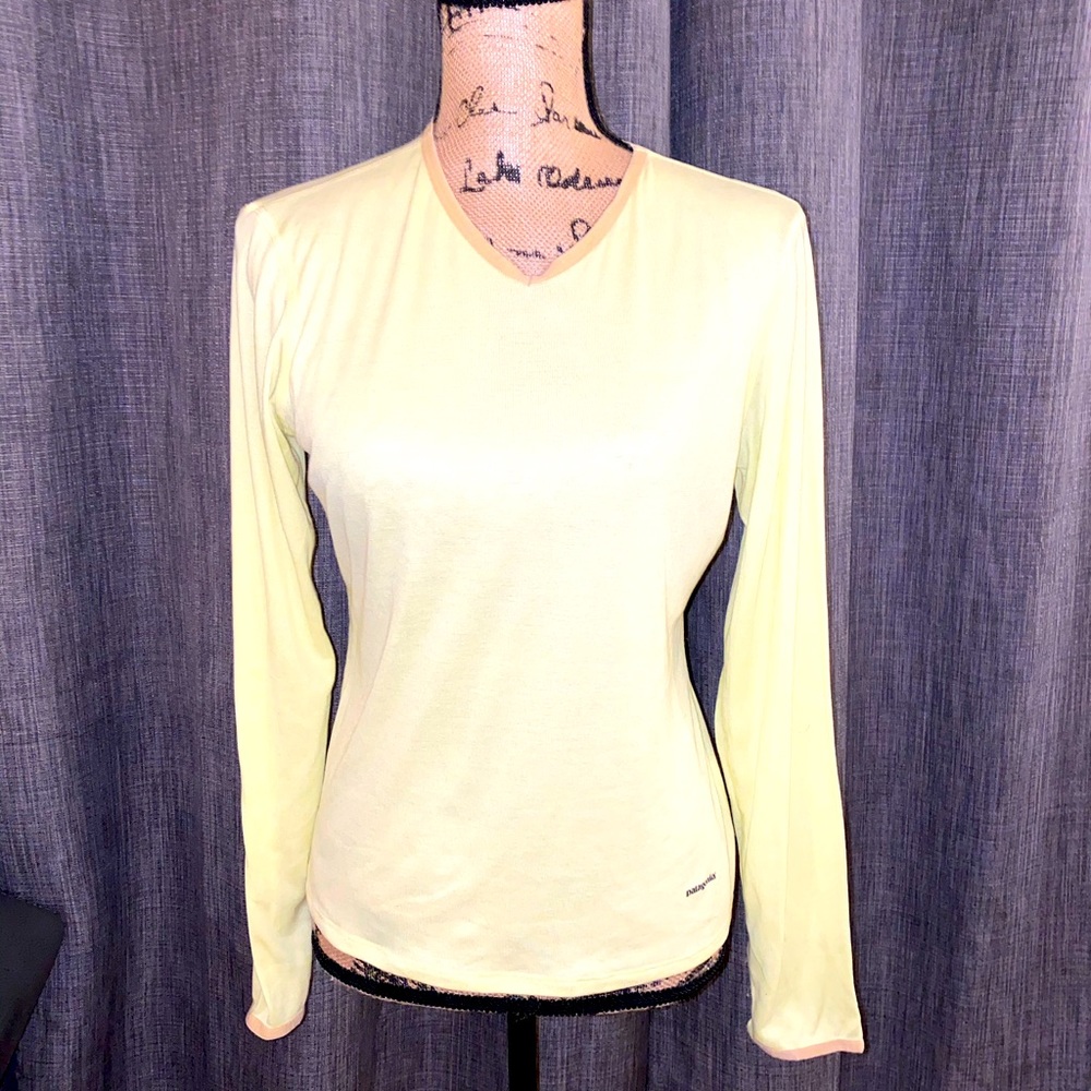 Bright yellow Patagonia long sleeved t-shirt